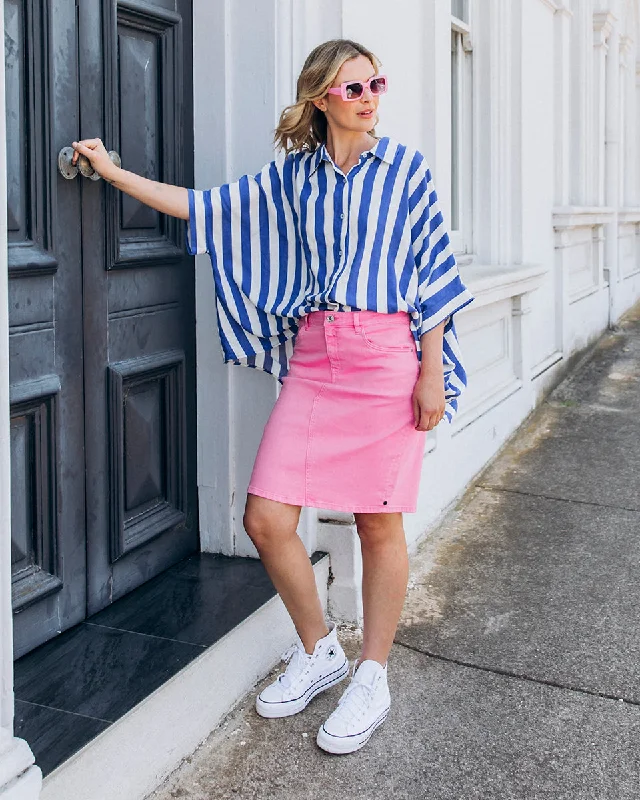 Elm Belle Denim Skirt Strawberry Pink denim skirt trendy