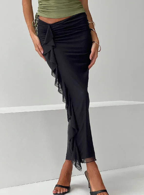 Fleming Maxi Skirt Black velvet skirt luxurious