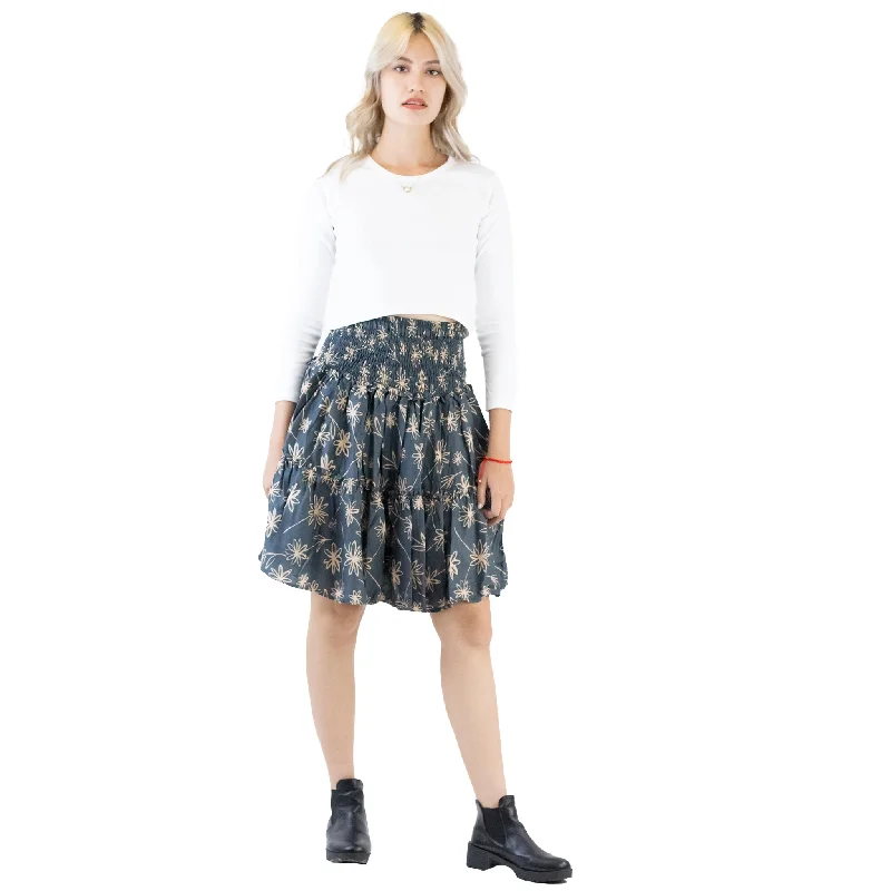 Flower Women's Skirt in Gray SK0090 020201 01 linen skirt light