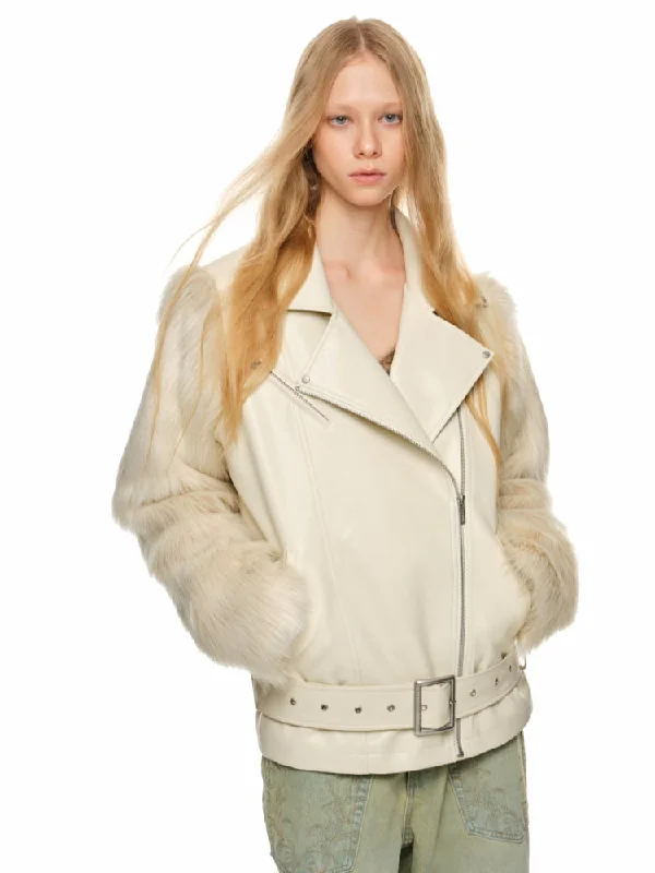 Fur Panel Quilted Moto Jacket Mesh Jacket Canvas Jacket Denim Jacket