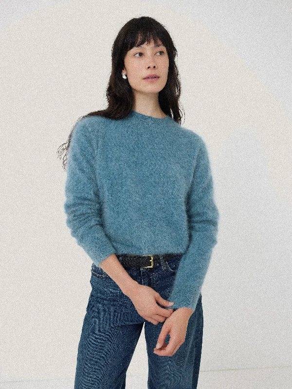 Halo Cashmere Jumper | Blue Zippered Front Buttoned Front Snap Front