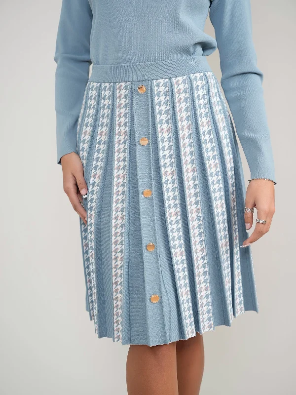 Houndstooth Pleated Skirt with Gold Buttons lace skirt feminine