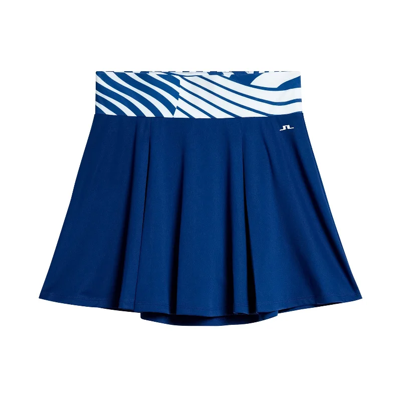 J.Lindeberg Women's Adis Golf Skirt - Estate Blue midi skirt versatile