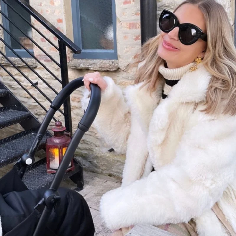 JANE & TASH Cream Double Face Leather Jacket With Fur Shearling UK XS Print Jacket Jacquard Jacket Embroidered Jacket