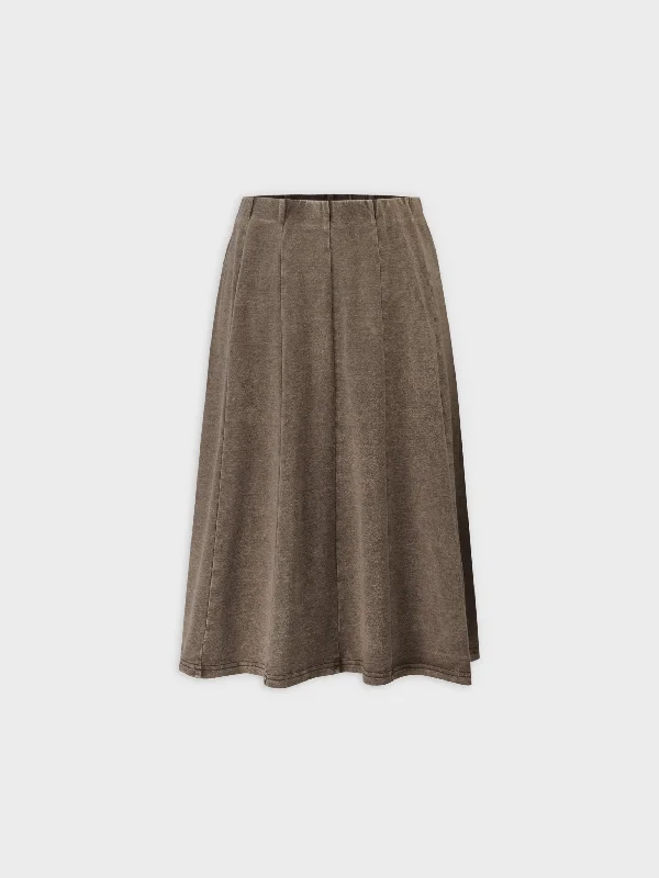 Jersey Paneled Skirt 24"-Washed Taupe patchwork skirt art