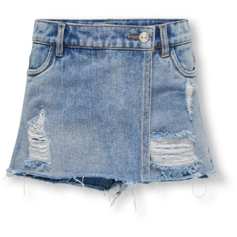 kids ONLY Light Blue Denim Texas Wrap Denim Skort wool skirt sturdy