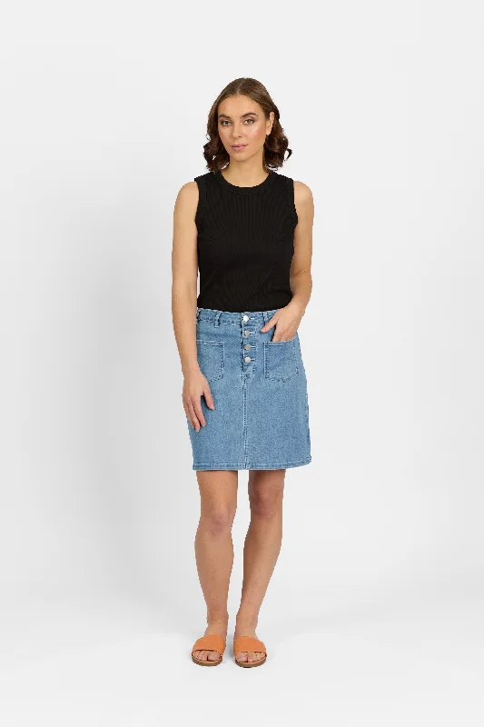 Knewe Potter Skirt - Palm Blue chiffon skirt lightweight