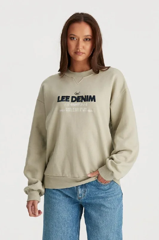 LEE EIGHTY NINE BAGGY SWEATER - KHAKI FEATHER Denim Fabric Leather Fabric Suede Fabric