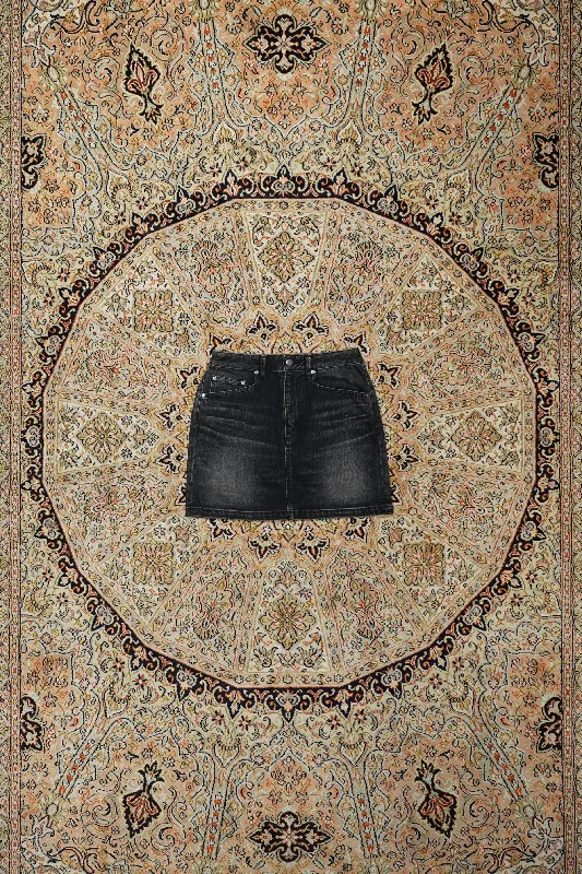 Denim Skirt (BLACK) linen skirt light