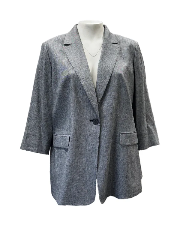 Marina Rinaldi Women's Grey Caorle Button Closure Jacket NWT Nylon Fabric Polyester Fabric Spandex Fabric Marina Rinaldi Women's Grey Caorle Button Closure Jacket NWT Nylon Fabric Polyester Fabric Spandex Fabric