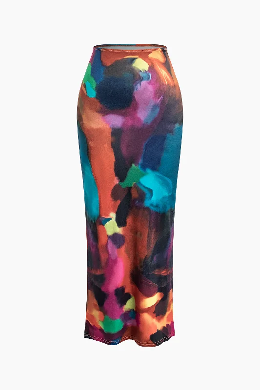 Tie Dye Maxi Skirt midi skirt versatile