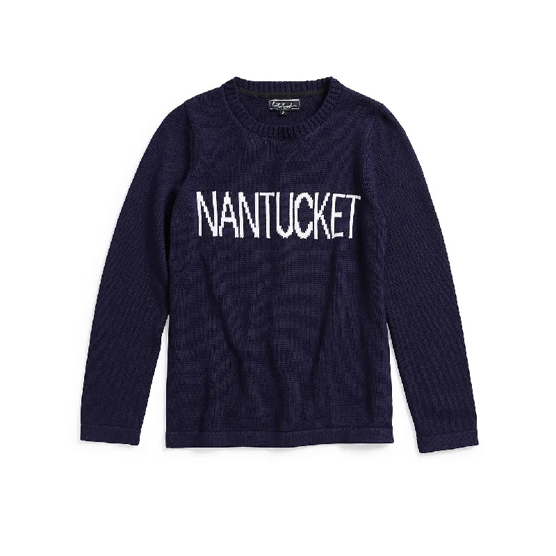 Latitude Clothing Nantucket Sweater - Navy/White Knit Fabric Woven Fabric Fleece Fabric