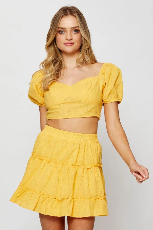 Orange Frill Short Skater Skirt maxi skirt elegant