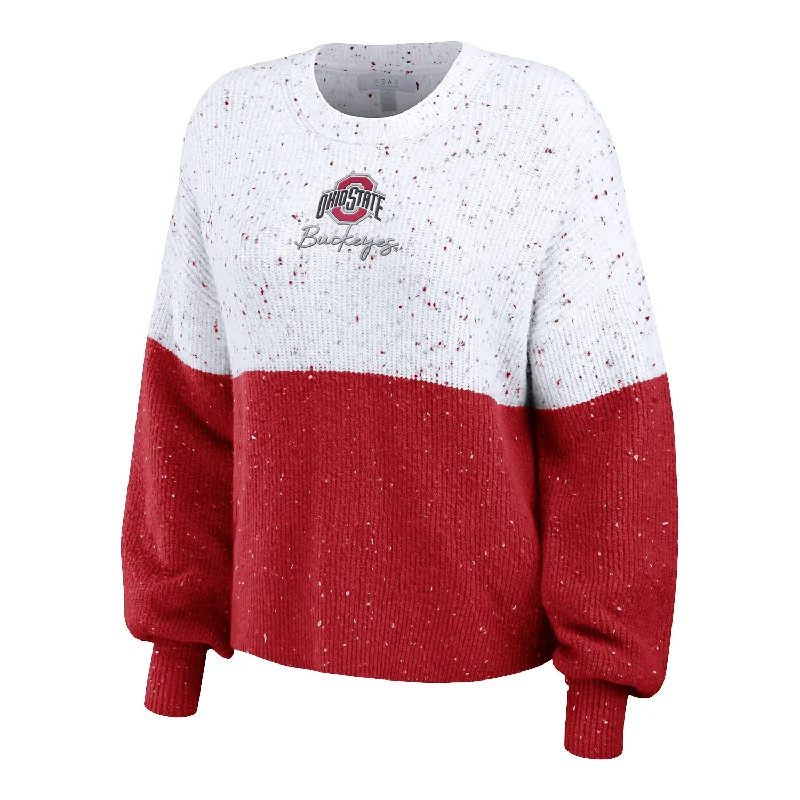 Ladies WEAR by Erin Andrews Ohio State Buckeyes Color Block Sweater Knit Fabric Woven Fabric Fleece Fabric