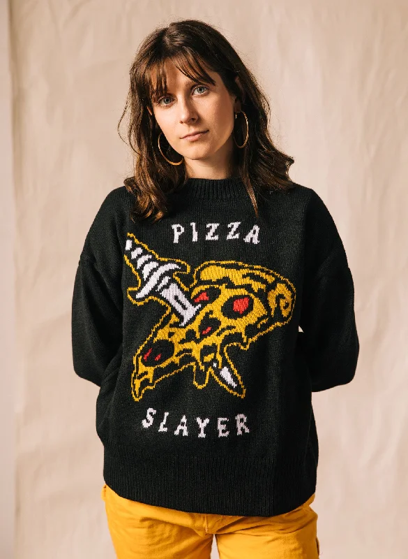 Pizza Slayer Sweater Mesh Fabric Canvas Fabric Denim Fabric