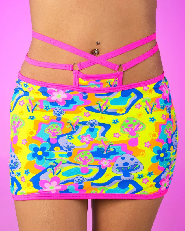 Psychedelic Psilocybin Thong Mini Skirt tiered skirt playful