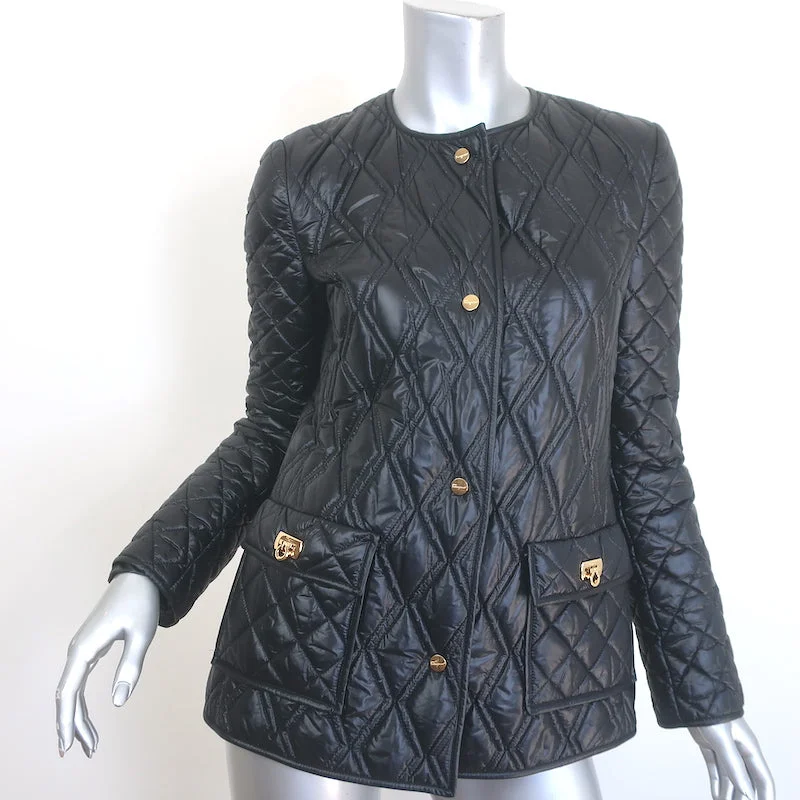 Salvatore Ferragamo Puffer Jacket Black Size 40 Print Jacket Jacquard Jacket Patchwork Jacket Salvatore Ferragamo Puffer Jacket Black Size 40 Print Jacket Jacquard Jacket Patchwork Jacket