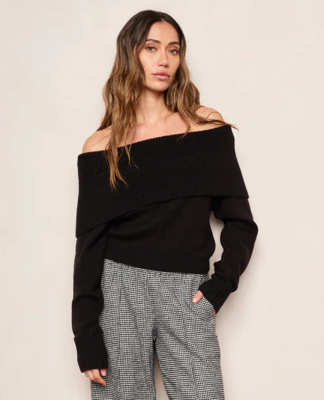 Shona Sweater-Black Collared Crew Neck Turtle Neck