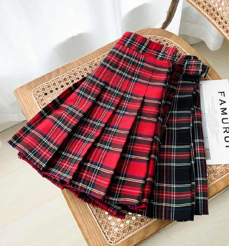 Holiday Plaid Tennis Skirt (2 Colors) cashmere skirt plush