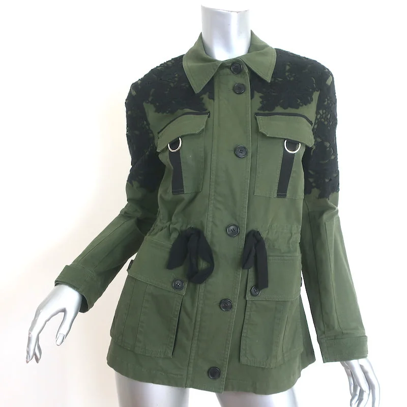 Veronica Beard Heritage Lace-Trim Utility Jacket Army Green Size 2 Satin Jacket Silk Jacket Chiffon Jacket Veronica Beard Heritage Lace-Trim Utility Jacket Army Green Size 2 Satin Jacket Silk Jacket Chiffon Jacket