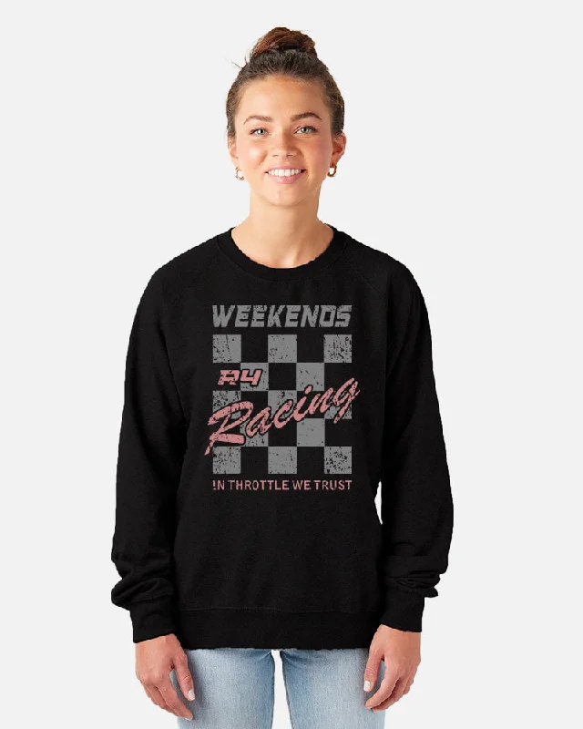 Weekends R4 Racing Crew Neck Sweater – Black Hooded Sweater Collared Sweater Shawl Collar