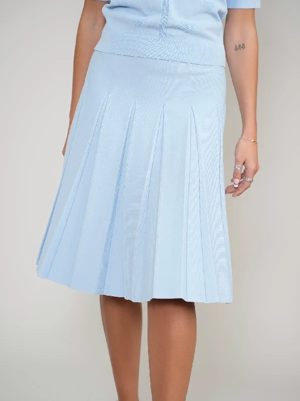 Wide Pleat Knit Skirt satin skirt smooth