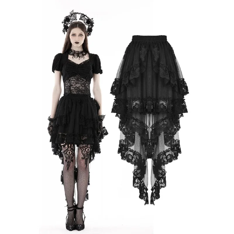 Women's Punk Irregular Ruffled Lace Skirt silk skirt lustrous