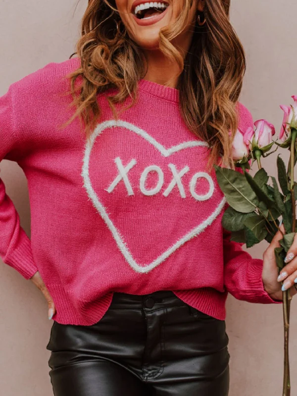 XOXO Round Neck Drop Shoulder Sweater Zippered Buttoned Snapped