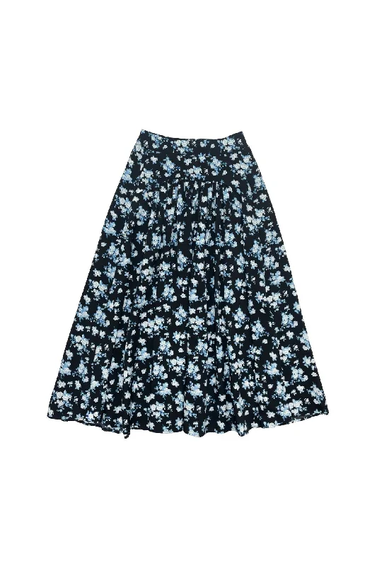 Zaikamoya Blue Flower Gretchen Skirt wool skirt sturdy